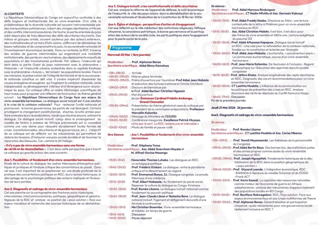 Université Omnia Omnibus : Le 4ᵉ Colloque International et Interdisciplinaire va aborder le vivre-ensemble harmonieux en RDC 1777674670223